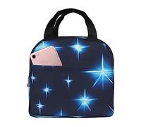 Bolsa de almuerzo con diseño de estrella azul para hombres y mujeres, elegante y grande, con aislamiento térmico, reutilizable, para el trabajo, picnic y senderismo, 21,5 cm de largo x 13,7 cm de an