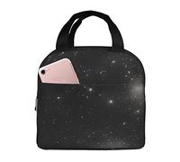 Bolsa de almuerzo con diseño de galaxia en blanco y negro para hombres y mujeres. Elegante bolsa térmica grande para almuerzo, reutilizable para el trabajo, picnic y senderismo. 21,5 cm de largo x 1