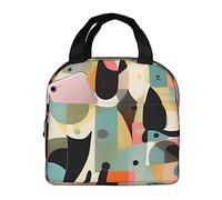 Bolsa de almuerzo con diseño de gato de mediados de siglo para hombres y mujeres. Elegante bolsa térmica grande para almuerzo, reutilizable para el trabajo, picnic y senderismo. 21,5 cm de largo x 1