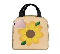 Bolsa de almuerzo con diseño de girasol dorado para hombre y mujer, elegante y grande, con aislamiento térmico, reutilizable, para el trabajo, picnic y senderismo, 21,5 cm de largo x 13,7 cm de anch
