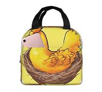 Bolsa de almuerzo con diseño de pollo dorado en forma de nido de pájaro para hombres y mujeres. Elegante bolsa térmica grande para almuerzo, reutilizable para el trabajo, picnic y senderismo. 21,5 c
