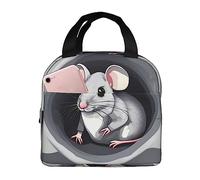 Bolsa de almuerzo con diseño de ratón en el agujero para hombres y mujeres, elegante y grande, reutilizable, para el trabajo, picnic y senderismo, 21,5 cm de largo x 13,7 cm de ancho x 20,3 cm de a
