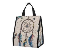 Bolsa térmica reutilizable para el almuerzo, 9 l, a prueba de fugas, con diseño de atrapasueños y luna, con bolsillos interiores para mujeres y hombres, bolsas portátiles para refrigerios, bolsas té