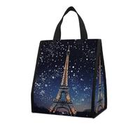 Bolsa térmica reutilizable para el almuerzo, 9 l, a prueba de fugas, con diseño de París y la Torre Eiffel, con bolsillos interiores para mujeres y hombres, bolsas portátiles para refrigerios, bolsa