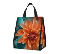 Bolsa térmica reutilizable para el almuerzo, de 9 l, a prueba de fugas, color verde azulado y flores, con bolsillos interiores para mujeres y hombres, bolsas portátiles para refrigerios, bolsas térm