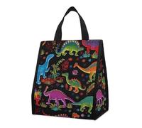 Bolsa térmica reutilizable para el almuerzo, de 9 l, a prueba de fugas, con diseño de dinosaurio de dibujos animados y bolsillos interiores para mujeres y hombres, bolsas portátiles para refrigerios