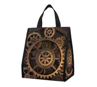 Bolsa térmica reutilizable para el almuerzo, de 9 l, a prueba de fugas, con diseño de engranajes y reloj de bronce Century, con bolsillos interiores para mujeres y hombres, bolsas portátiles para re