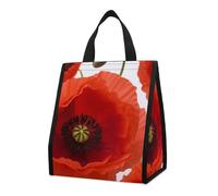 Bolsa térmica reutilizable para el almuerzo, de 9 l, a prueba de fugas, con diseño de flores de amapola y bolsillos interiores para mujeres y hombres, bolsas portátiles para refrigerios, bolsas térm