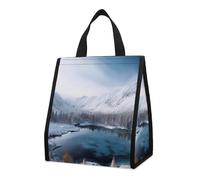 Bolsa térmica reutilizable para el almuerzo, de 9 l, a prueba de fugas, con diseño de montañas nevadas en invierno y bolsillos interiores para mujeres y hombres, bolsas portátiles para refrigerios,