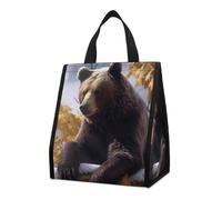 Bolsa térmica reutilizable para el almuerzo, de 9 l, a prueba de fugas, con diseño de oso en la rama y bolsillos interiores para mujeres y hombres, bolsas portátiles para refrigerios, bolsas térmica