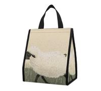 Bolsa térmica reutilizable para el almuerzo, de 9 l, a prueba de fugas, con diseño de ovejas dibujadas a mano y bolsillos interiores para mujeres y hombres, bolsas portátiles para refrigerios, bolsa