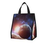 Bolsa térmica reutilizable para el almuerzo, de 9 l, a prueba de fugas, con diseño de planetas en el espacio y bolsillos interiores para mujeres y hombres, ideal para refrigerios, trabajo, picnics y