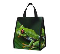 Bolsa térmica reutilizable para el almuerzo, de 9 l, a prueba de fugas, con diseño de rana y hojas verdes, con bolsillos interiores para mujeres y hombres, ideal para el trabajo, picnic y camping.