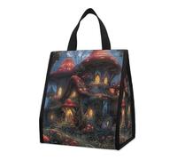 Bolsa térmica reutilizable para el almuerzo, de 9 l, a prueba de fugas, con diseño de setas y flores, con bolsillos interiores para mujeres y hombres, bolsas portátiles para refrigerios, bolsas térm