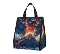 Bolsa térmica reutilizable para el almuerzo, de 9 l, a prueba de fugas, con diseño de un volcán y bolsillos interiores para mujeres y hombres, ideal para refrigerios, trabajo, picnics y camping.