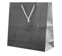 BolsaPrint - Sacchetti di carta plastificata di lusso, argento, 40x11x36 cm, Sacchetto di carta