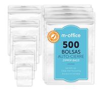 Bolsas con Cierre Hermético, Bolsas Zip de Plástico Transparentes Ideales para Congelar Alimentos, Guarda Documentos, Bolsas Reutilizables y de Conservación · m-office (230x320mm, 500unds)