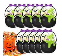 Bolsas Transparentes Calabaza Halloween Selladas, Set 10 Unidades, Bolsas Fiestas con Asas, Decoración Hogar Temática, Ideal Golosinas Otoño, Dulces, Caramelos, Regalos, Niños, Eventos, Celebraciones