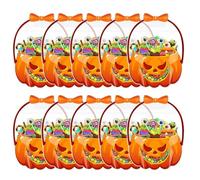 Bolsas Transparentes Calabaza Halloween Selladas, Set 10 Unidades, Bolsas Fiestas con Asas, Decoración Hogar Temática, Ideal Golosinas Otoño, Dulces, Caramelos, Regalos, Niños, Eventos, Celebraciones
