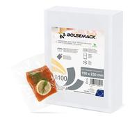 BOLSEMACK Sacchetti Sottovuoto Alimenti 100 Buste 15x25cm - Buste Sottovuoto Alimenti per Macchine Sottovuoto - Sacchetti per Sottovuoto per la Conservazione Degli Alimenti - Senza BPA