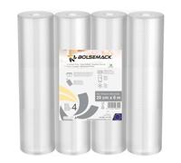 BOLSEMACK Sacchetti Sottovuoto alimenti - Rotoli Sottovuoto per Alimenti per Macchine Sottovuoto - rotolo sottovuoto alimenti - Senza BPA (PACK 4, 20cm x 600cm)