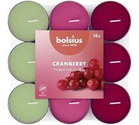 Bolsius - 18 Lumini Profumati - mirtillo rosso - Durata di Combustione di 3.5 Ore - Diametro 38 mm - Estratti Naturali - Contiene Cera Vegana - Senza Olio di Palma