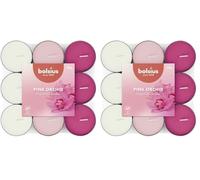 Bolsius - 18 Lumini Profumati - Orchidea Rosa - Durata di Combustione di 3.5 Ore - Diametro 38 mm - Estratti Naturali - Contiene Cera Vegana - Senza Olio di Palma (Confezione da 2)