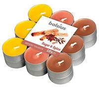Bolsius 18 Tealights +/-4h, 3 Colori, Fragranza Zucchero e Spezie