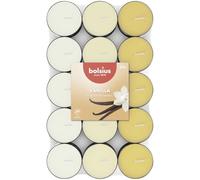 Bolsius - 30 Tealight Profumati - Vaniglia - Durata di Combustione di 3.5 Ore - Diametro 38 mm - Estratti Naturali - Contiene Cera Vegana - Senza Olio di Palma