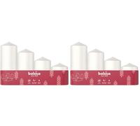 Bolsius 4 Candele a Pilastro Lisce - per il periodo dell'Avvento - Bianco - Diverse Dimensioni 12-10-8-6 cm - Ø48mm - Candele Decorative - Lunga Durata - Non Profumate - Con Cera Vegetale Naturale