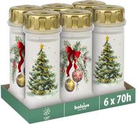 Bolsius - Candela funeraria - n° 6 + coperchio - Natale - confezione da 6 - Durata di combustione 70 ore - Contiene cera vegetale naturale - Senza olio di palma