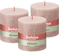 Bolsius - Candela rustica a colonna - 10 x 10 cm - 3 pezzi - colore: Rosa - lunga durata di 62 ore - la festa della mamma