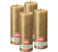 BOLSIUS - Candela rustica a pilastro luccicante - oro - 19 cm - Confezione da 4 - Non gocciolante - Candele non profumate - 85 ore di combustione