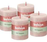 Bolsius Candela rustica a pilastro - rosa - confezione da 4 - lunga durata di 35 ore - decorazione d'interni - non profumata - cera vegana naturale - senza olio di palma - 8 x 7 cm