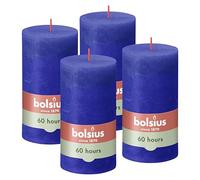 Bolsius - Candela rustica - blu - 13 cm - 4 pezzi - candele decorative - senza olio di palma - con cera vegetale naturale