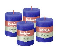 Bolsius - Candela rustica - blu - 8 cm - 4 pezzi - candele decorative - senza olio di palma - con cera vegetale naturale