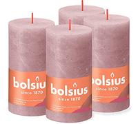 BOLSIUS - Candela rustica - Rosa antico - 13 cm - Confezione da 4 - Non Goccia - Candele non profumate