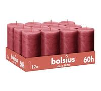 Bolsius - Candela rustica - Rosso - 12 pezzi - 13 cm - Candele decorative - Contiene cera vegetale naturale - Senza olio di palma