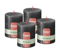 Bolsius - Candela Rustik - antracite - metallico - 8 cm - 4 pezzi - candele decorative - contengono cera vegetale naturale - senza olio di palma