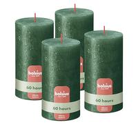 Bolsius - Candela Rustik - verde - metallico - 13 cm - 4 pezzi - candele decorative - contengono cera vegetale naturale - senza olio di palma