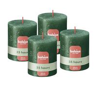 Bolsius - Candela Rustik - Verde - metallico - 8 cm - 4 pezzi - Candele decorative - Contengono cera vegetale naturale - Senza olio di palma