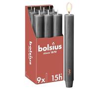 Bolsius - Candela XL rustica - 23 x 3 cm - antracite - in cartone da 9 pezzi - Lunghezza durata 15 ore - Non profumata - Contiene cera vegetale naturale - senza olio di palma