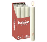 Bolsius - Candela XL rustica - 23 x 3 cm - avorio - in cartone da 9 pezzi - Lunghezza durata 15 ore - Non profumata - Contiene cera vegetale naturale - Senza olio di palma