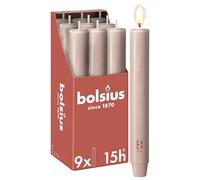 Bolsius - Candela XL rustica - 23 x 3 cm - rosa chiaro - in cartone da 9 pezzi - Lunghezza durata 15 ore - Non profumata - Contiene cera vegetale naturale - Senza olio di palma