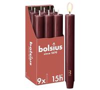 Bolsius - Candela XL rustica - 23 x 3 cm - rosso bordeaux - in cartone da 9 pezzi - Lunghezza durata 15 ore - Non profumata - Contiene cera vegetale naturale - Senza olio di palma
