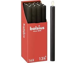 Bolsius Candele a colonna affusolate - Antracite - Confezione da 16 - Lunga durata di 13 ore - Candela per la casa - Decorazione per interni - Non profumate - Cera vegana naturale - 27 x 2,3 cm