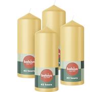 Bolsius Candele a colonna, colore beige, confezione da 4, 15 x 6 cm, candele decorative per la casa, lunga durata di 42 ore, inodore, cera vegana naturale, senza olio di palma