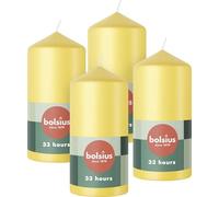 Bolsius Candele a colonna, confezione da 4 pezzi, 12 x 6 cm, candele decorative per la casa, lunga durata di 33 ore, inodore, cera vegana naturale, senza olio di palma