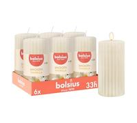 Bolsius - Candele a colonna profumate - 6 pezzi - 12 cm - scanalate - vaniglia - avorio - candele profumate - estratti naturali - contiene cera vegana - senza olio di palma