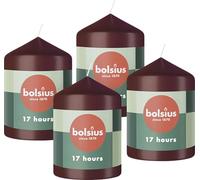 Bolsius Candele a pilastro - colore rosso scuro - confezione da 4-8 x 6 cm - candele decorative per la casa - durata di 17 ore - non profumate - include cera vegana naturale - senza olio di palma